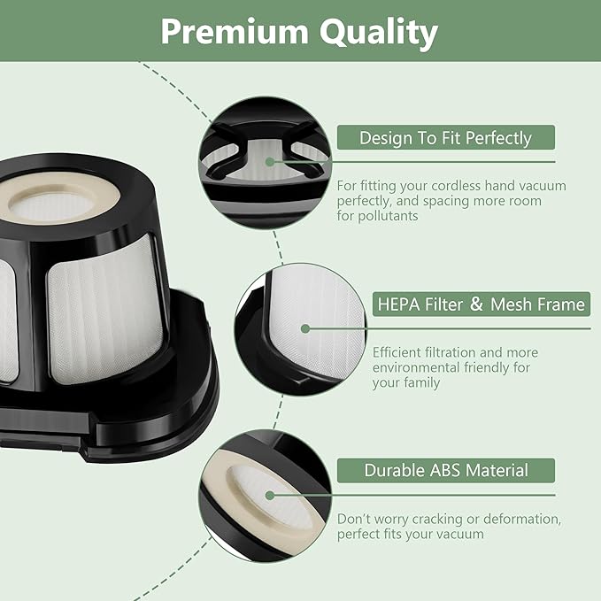 Improvedhand 2390A 2284W Vacuum Filter Replacement for Bi-ssell Pet Hair Eraser Filter Hand Vac 2390, 2389, 2284W Compare to Parts # 1614212 1614203 1614204, 4-Pack