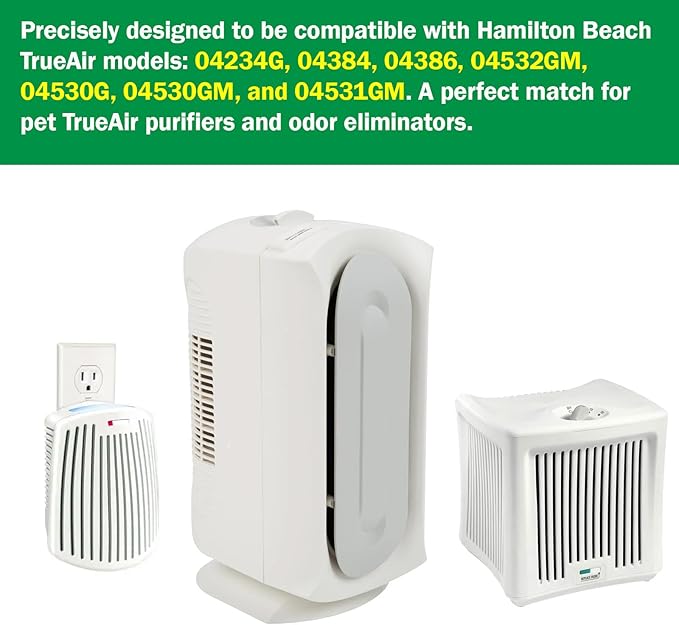 True Air Replacement Filters Compatible with Hamilton Beach Pet TrueAir Purifier Odor Eliminators Models 04234G, 04384, 04386, 04532GM, 04530G, 04530GM, 04531GM (6-Pack)
