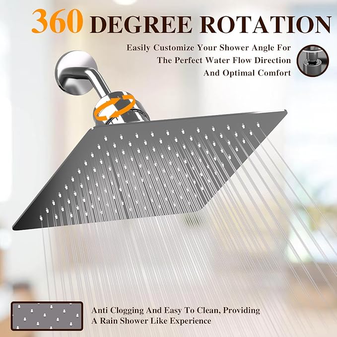 Filtered Shower Head with 20-Stage Shower Filter,Two Replacement Filter Cartridges,Rain Shower head High Pressure for Removing Chlorine and Harmful Substances(10 Inch, Chrome Finish)