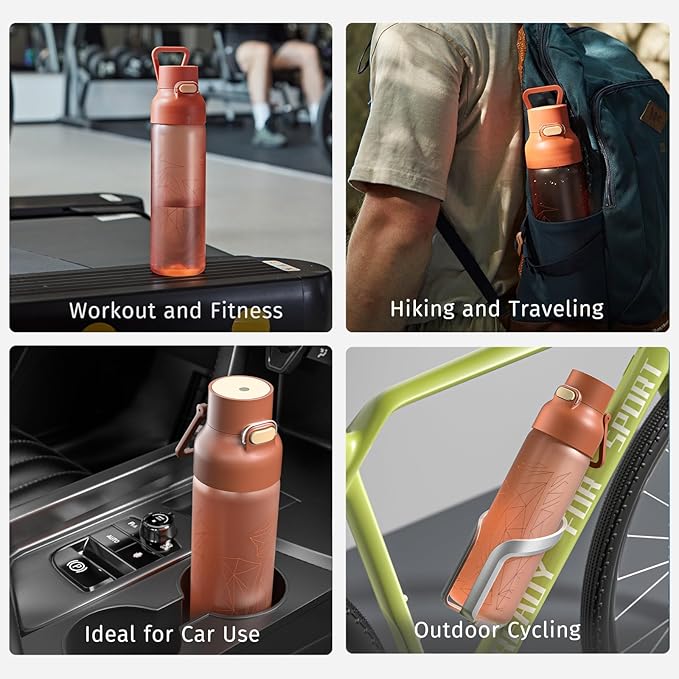 750ml Leak Proof Water Bottle with Flip Top Lid, BPA-Free USA Tritan Drink Bottle, Dishwasher Safe for Office, Outdoor & Daily Use (Ocher, 1 Pack)