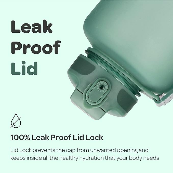 Hydracy Water Bottle with Time Marker -Large BPA Free Water Bottle & No Sweat Sleeve -Leak Proof Gym Bottle with Fruit Infuser Strainer & Times to Drink -Ideal for Fitness Sports & Outdoors