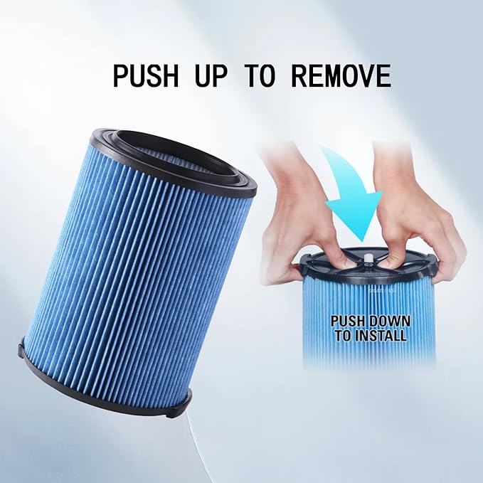 VF5000 Filter Compatible for Shop Vac 6-20 Gallon Wet Dry Vacuum Cleaner, Fits WD1450 WD0970 WD1270 WD09700 WD06700 WD1680 WD1851 WD1956 WD0970M0 WD0970EX0 2pcs