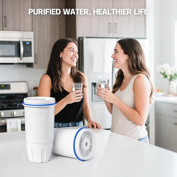 Water Filter Replacement by NUTTUTO Compatible with Zero Pitcher and Dispensers, for ZR-001, ZR-017 ZP-006 ZD-013 ZS-008, Multistage Filtration System to Reduce Lead, TDS, PFOA/PFOS, Chlorine, 6 Packs