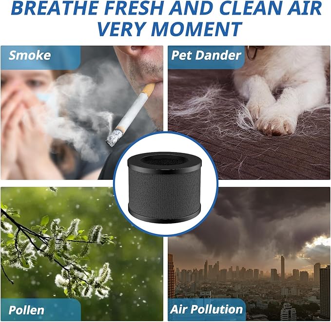 3 Pack TZ-K1 Replacement Filter Compatible with ToLife TZ-K1 Air Puri-fier, FreAire KN6391 and MK01 MK06 Air Purifiers, Efficienct 3-in-1 Filter, Activated Carbon and Pre-filter, 360° Rotating Filters