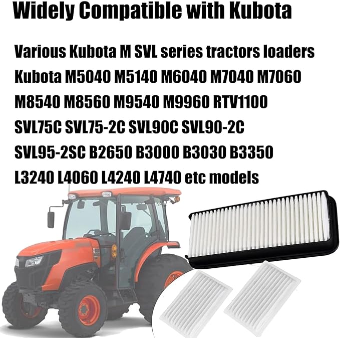 Cab Air Filters Compatible with Kubota M SVL M5040 M6040 M7040 M7060 M8560 M9960 SVL75C SVL75-2C SVL90C SVL90-2C B2650 B3350 L3240 L4740 RTV1100 Cabin AC Filters T1855-71600 6A671-75090 014520-0804