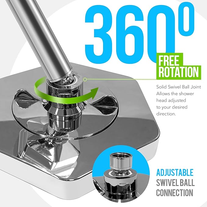 AquaHomeGroup Luxury Filtered Shower Head Set - 20 Stage Shower Filter for Hard Water, Chlorine, Fluoride, Heavy Metals - Water Filter Shower Head with Vitamin C E A Patent Pending (Chrome)