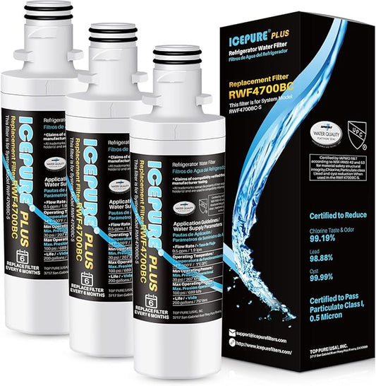 ICEPURE PLUS ADQ747935 NSF/ANSI 53 Certified Replacement for LG LT1000P, Kenmore Elite 9980 LT1000PC ADQ74793501 LT1000 MDJ64844601 RWF4700AC LFXS26973S Refrigerator Water Filter, 3PACK