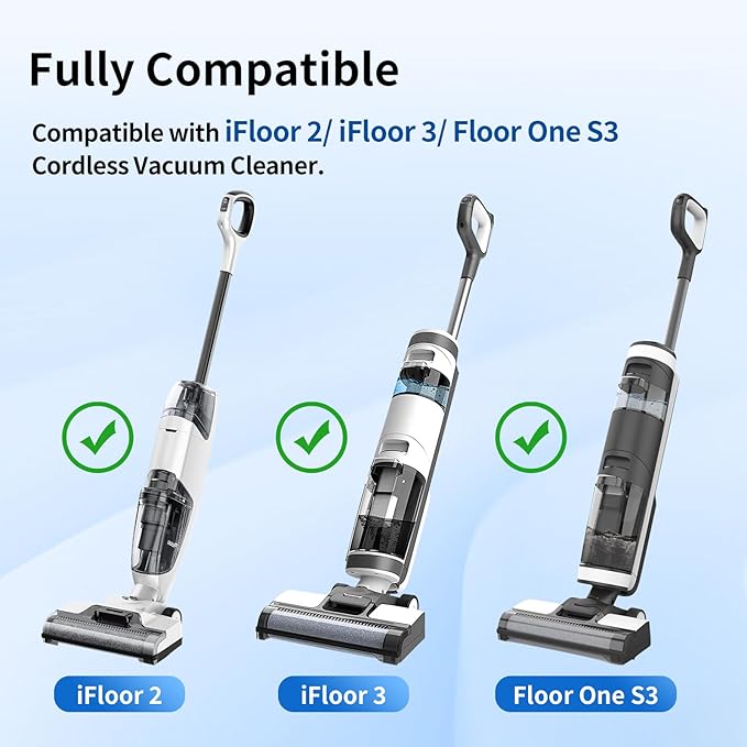 Roller Brush Replacement Compatible with Tineco iFloor 3,Floor One S3, iFloor 2 Cordless Vacuum Cleaner, Replacement Parts Include 2 Brush Rollers