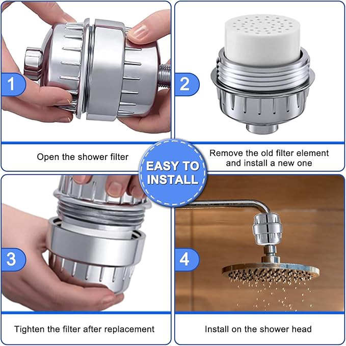 4 Pack 15 Stage Shower Filter Replacement Cartridge Filter with Vitamin C Shower Head Replacement for Hard Water by Cenipar