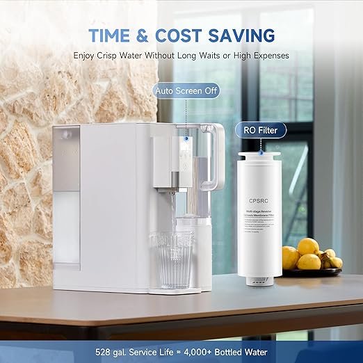 CO-Z Reverse Osmosis Water Filter Countertop, 5-Stage RO Water Filtration System, Portable Water Purifier Dispenser with 3 Preset Volume Options, 4:1 Pure to Drain, NSF/ANSI 58, No Installation