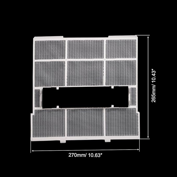 PATIKIL 10.63" x 10.43" x 0.28" Air Conditioner Air Filter, Plastic Air Filtering Screen Replacement with Air Filter Foam for HVAC, White Black