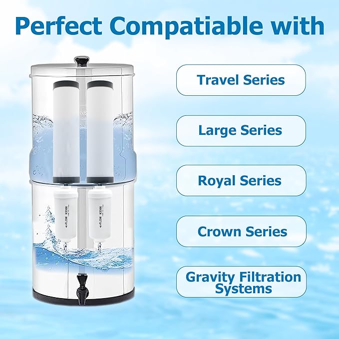 【Upgraded】Larayci Ceramic Filter & Fluoride Filter Replacement for Berkey® BB9-2 Black Filters & PF-2 Fluoride Filters, Compatible with Berkey® Gravity Water Filter System, Combo Pack