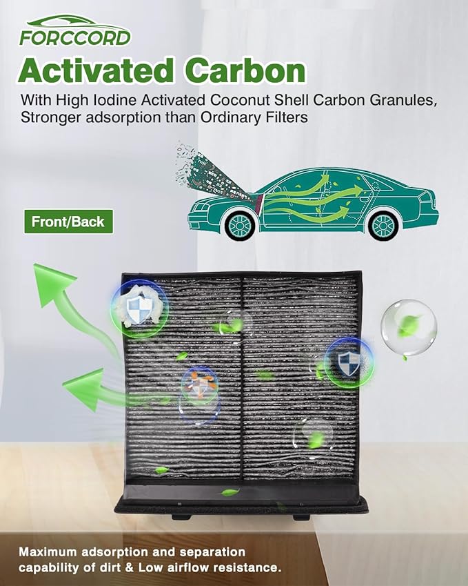 Cabin & Engine Air Filter Fit for Subaru Forester 2009-2018 H4 2.5L, Forester 2014-2018 H4 2.0L Activated Carbon Cabin Filter Replacement CF10930 16546AA090 Car Accessories