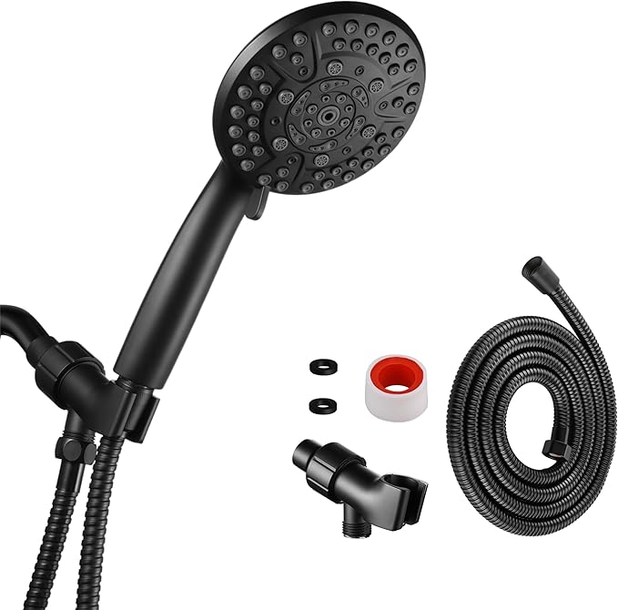 10 Spray Shower Head with Handheld,High Pressure shower heads with Handheld Spray Combo,Hand Held Shower Head with 60 Inch Long Hose (Matte Black)