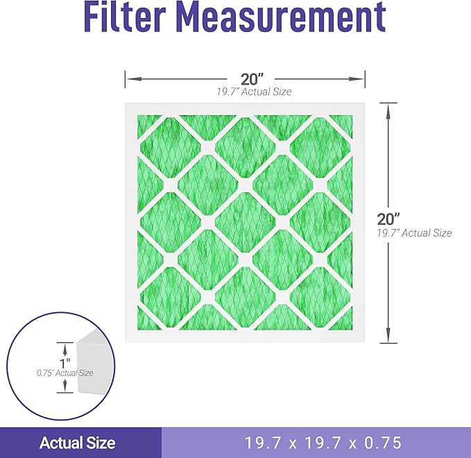Maycold 20x20x1 Pleated Air Filter MERV 13 (6-Pack) | Superior High-Efficiency Replacement Filters for AC & Furnace Units | Actual Size: 19.70" x 19.70" x 0.75"