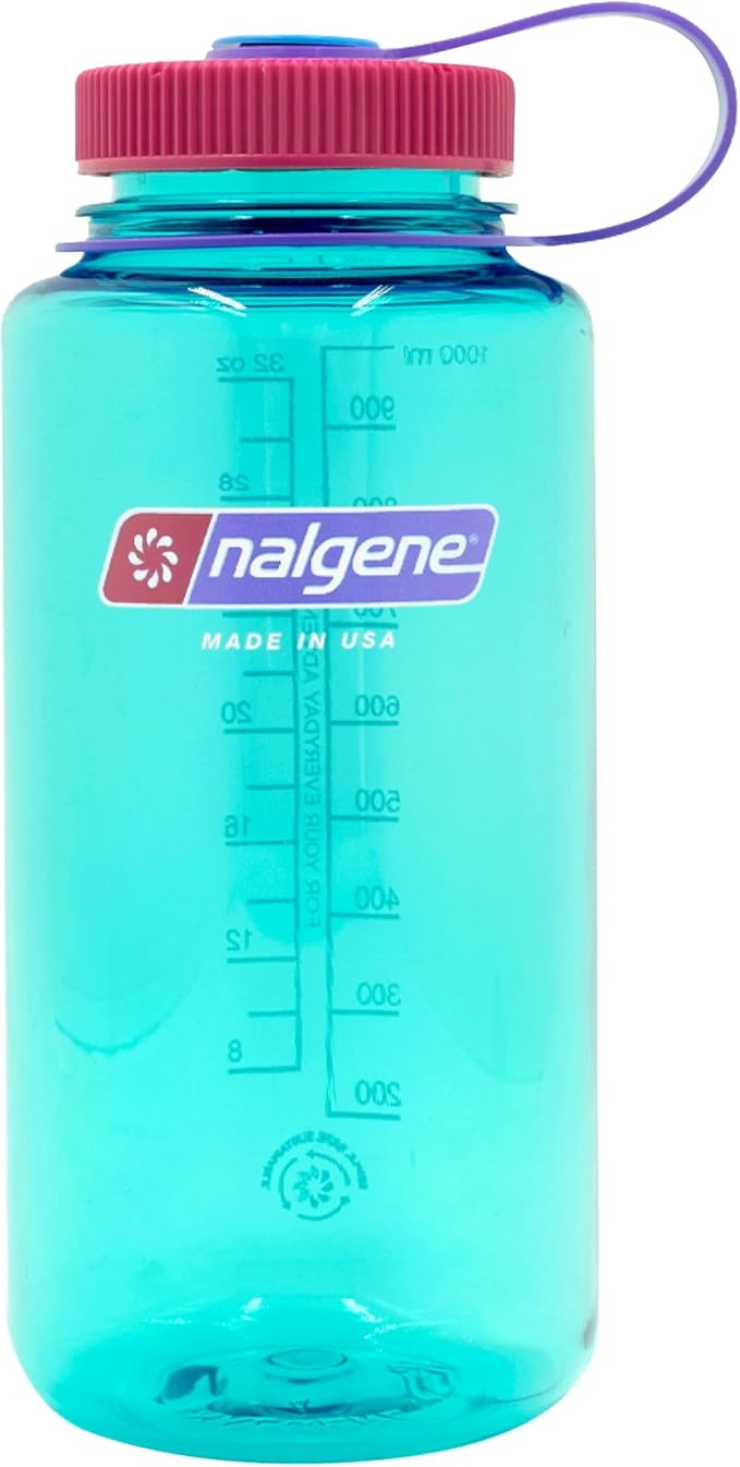 Nalgene Leak Proof Tritan BPA-Free Water Bottle - 32 oz Wide Mouth - Made in the USA for Outdoor Use & Daily Hydration (Surfer)