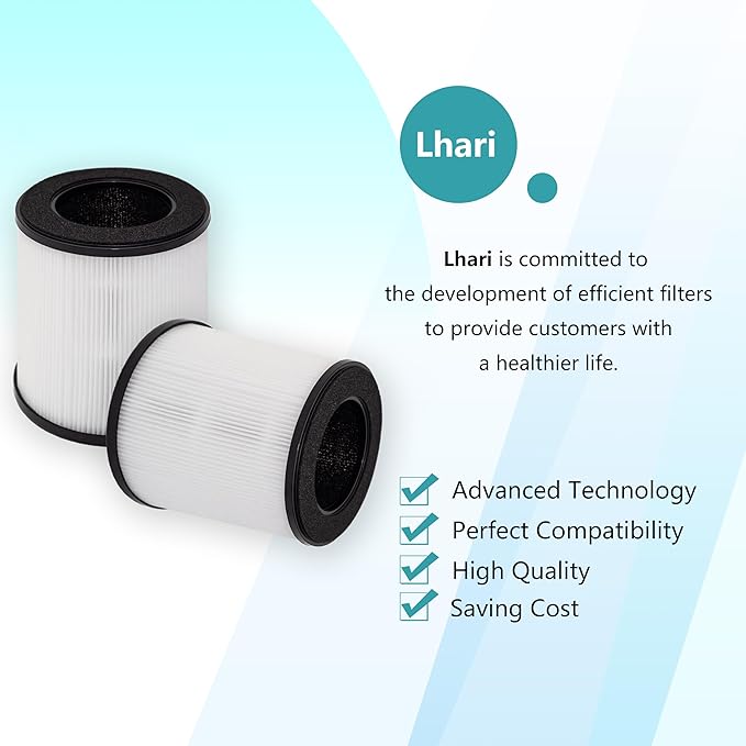 B-D02L H13 True HEPA Filter Replacement, Compatible with MOOKA B-D02L and KOIOS B-D02L Air Purifier & VEWIOR B-D02U Air Purifier, 3-in-1 H13 True HEPA Filter Set, 2-Pack