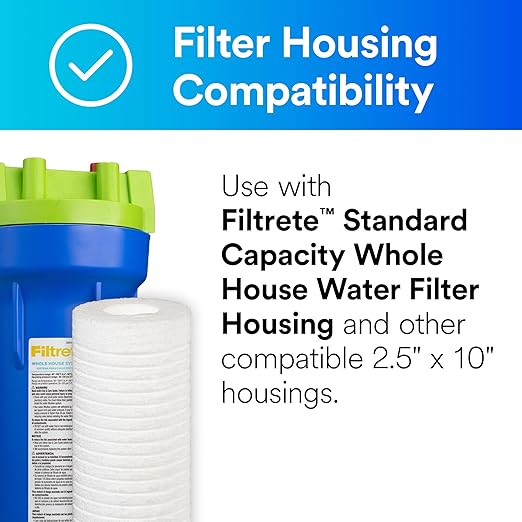 Filtrete Standard Capacity Whole House Grooved Water Filter, 5 Microns, Universal Filter, Sump Style Drop-In Filter, 2-Filters (4WH-STDGR-F02)