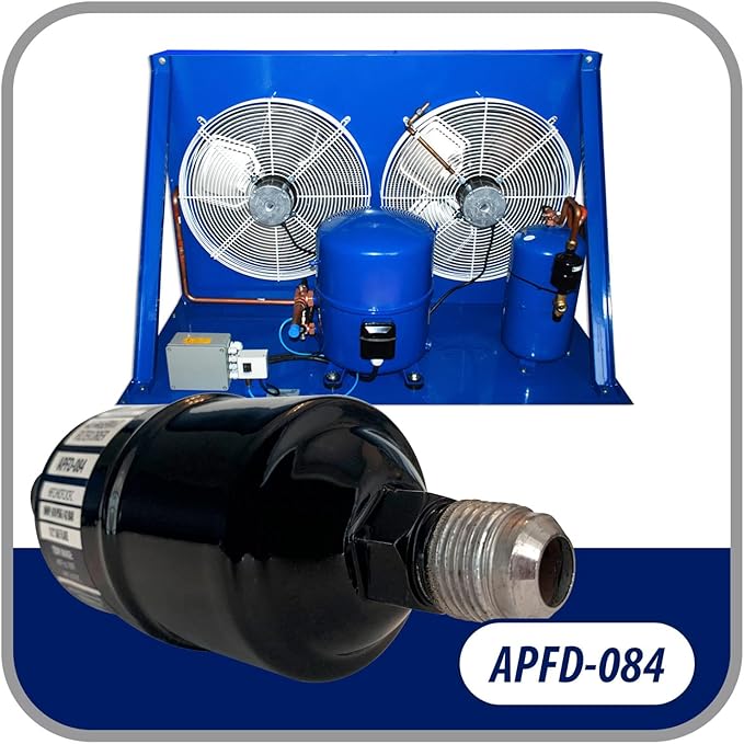 Appli Parts APFD-084 1/2 in Liquid Line Refrigerant AC Filter Drier hvac Refrigeration 084 SAE Flare connection universal unidirectional 6in long 2 in wide