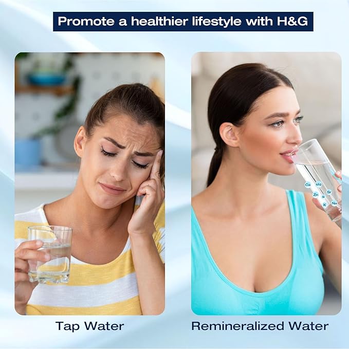 H&G Lifestyles Remineralization Filter,Water Remineralizer for Reverse Osmosis, Mineral Water Filter with 1/4" Quick Connect Thread, Restore Essential Minerals for RO Water System,1,500 Gallons