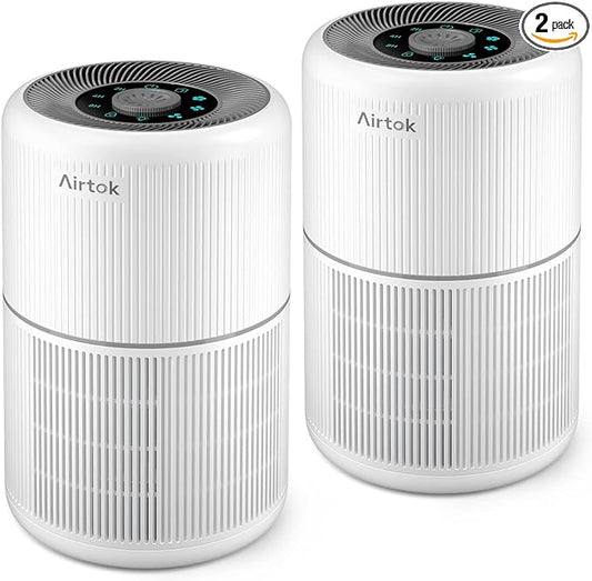 2 Pack Air Purifier for Home Bedroom with H13 True HEPA Filter for Smoke, Smokers, Dust, Odors, Pollen, Pet Dander | Quiet 99.9% Removal to 0.1 Microns | White Available for California
