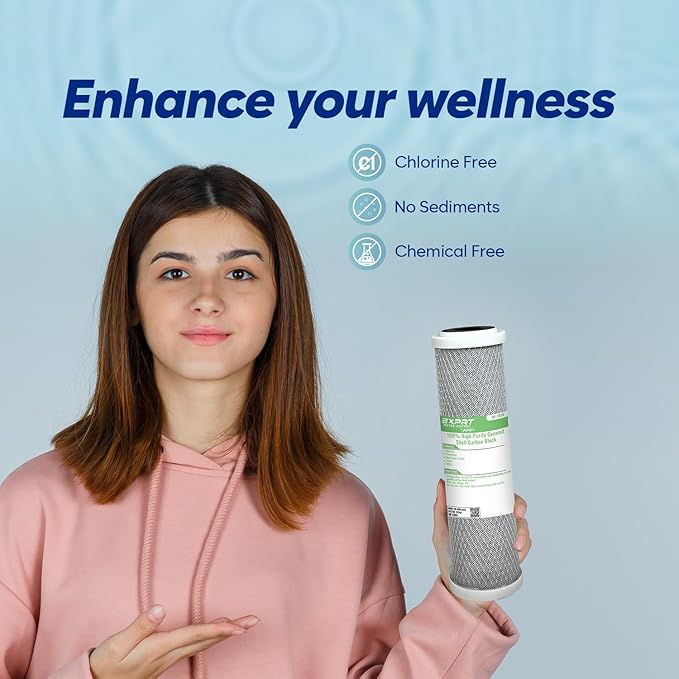 RF-1010 2.5” x 10", 5 Micron, Universal Fit – Reduces 99% of Chlorine, Bad Taste & Odor – Made from 100% High-Purity Coconut Shell Carbon