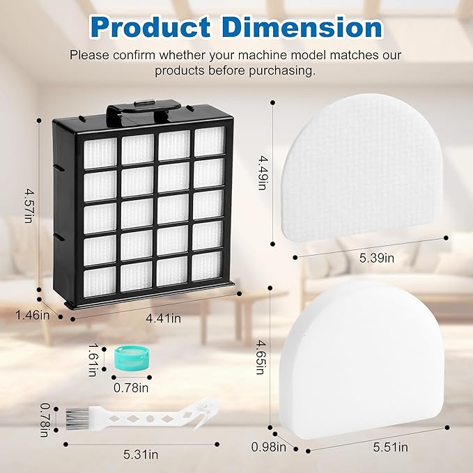 AZ4002 AZ4000 AZ4002W HEPA Filter Replacement Compatible with Shark POWERDETECT Upright Vacuum Cleaner and Shark Powered Lift-Away Heavy Duty Vacuum Suction, 6 Foam, 6 Felt, 2 HEPA, 2 Odor Cartridge