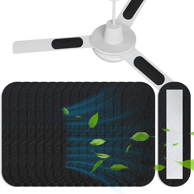 15 Pcs Ceiling Fan Filters for Blades, Fan Filters for Ceiling Fan Blades, Activated Coconut Charcoal Air Purifier Pads - Easy-Stick Universal, Unscented