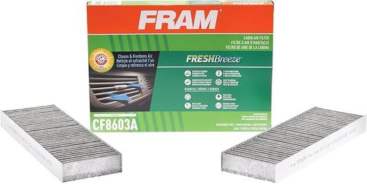 FRAM Fresh Breeze Cabin Air Filter Replacement for Car Passenger Compartment w/Arm and Hammer Baking Soda, Easy Install, CF8603A for Select Honda Vehicles white 2 Count (Pack of 1)