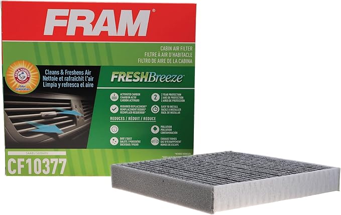 FRAM Fresh Breeze Cabin Air Filter with Arm & Hammer Baking Soda, CF10377 for Saab/Subaru Vehicles, White