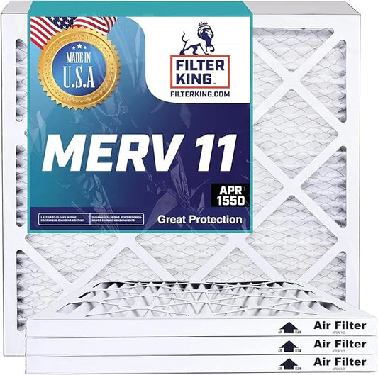 Filter King 20x25x1 Air Filter | 6-PACK | MERV 11 HVAC Pleated A/C Furnace Filters | MADE IN USA | Actual Size: 19.5 x 24.5 x .75"