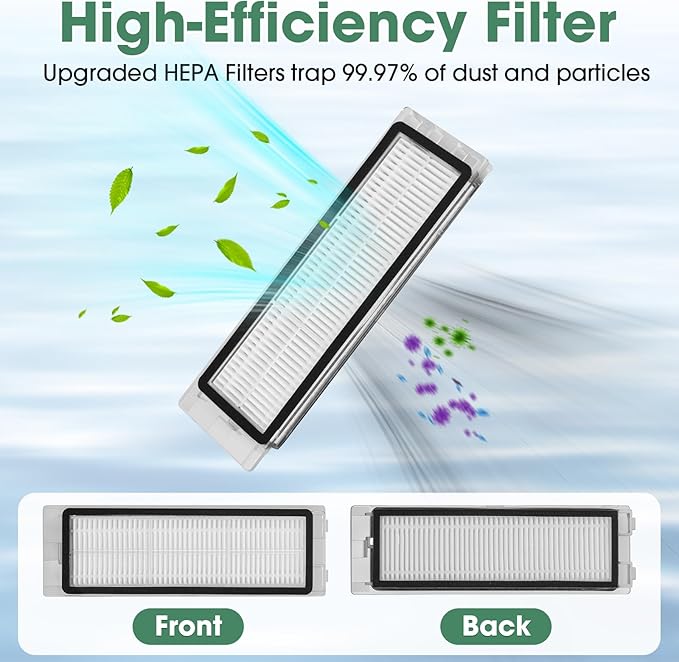 21PCS Accessory Kit for Roborock Q Revo Robot Vacuum Cleaner Replacement Part【Not for Qrevo S/Pro/Plus/MaxV】2 Main Brush, 4 Filter, 4 Mop Pad, 4 Side Brushes, 4 Dust Bag, 3 Cleaning Tool