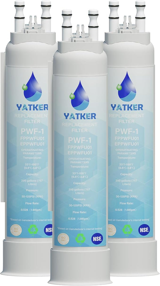 FPPWFU01 Water Filter Replacement for, Compatible with Frigidaire FPPWFU01 Water Filter, EPPWFU01 PureAdvantage PurePour PWF-1 (3 Pack)