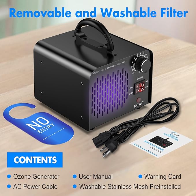 Ozone Generator 58,000mg/h, High Capacity Ozone Generator, Home and Commercial Ozone Machine Odor Removal, Ideal for Car, Home, Smoke, Pet, etc (Black) - by UCWC