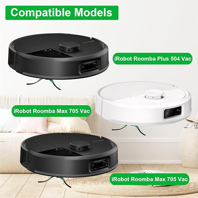 24 Pcs Replacement Parts for iRobot Plus 504 Vac, for iRobot Max 705 Vac Robot Vacuum Accessories Kit, 2 Set Rubber Brush, 6 Side Brush, 6 HEPA Filters, 8 Dust Bags