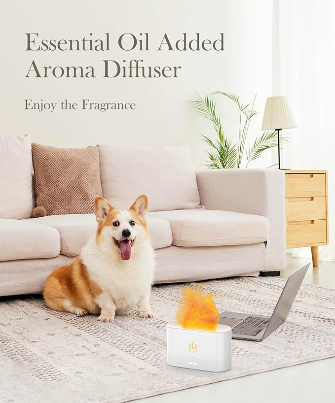 Flame Air Diffuser Humidifier,Upgraded Scent Diffuser for Essential Oils,Ultrasonic Aromatherapy,Fire Mist Humidi with 2 Brightness,Auto-Off Function for Room Home Office(Black)