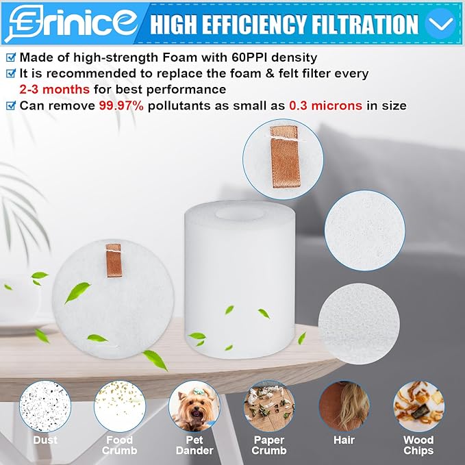 WS642AE Filter for Shark Wandvac Self-Empty Cordless Stick Vacuum WS642AE Replacement Part, 4 HEPA Filter + 4 Foam & Felt Filter + 2 Base Post-Motor Filter + 1 Cleaning Brush