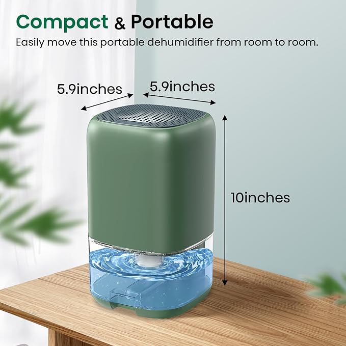 Dehumidifier,30 OZ Small Quiet Dehumidifiers with Auto Shut Off for Home, Portable Dehumidifiers for Bedroom, Bathroom, RV, Closet, Mini Dehumidifier with Colorful LED Lights & Simple Touch Control