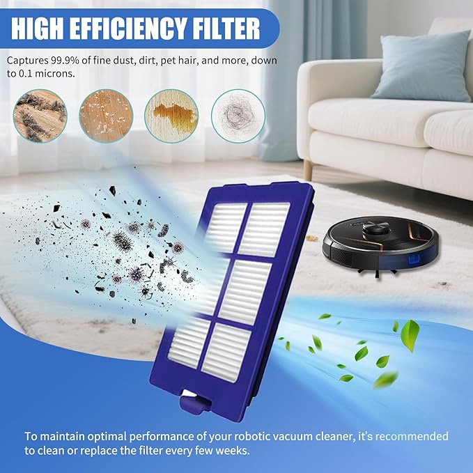6-Pack X8 Replacement Filters for Eufy RoboVac X8/X8 Hybrid Robot Vacuum - HEPA Washable Filter Accessories with 3-Layer Filtration System