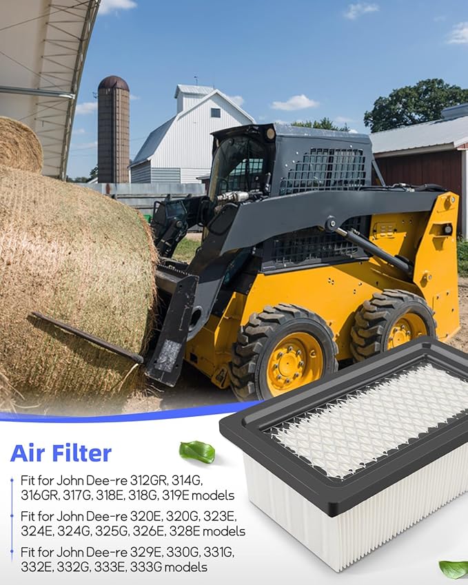 2 Pack AT441536 Cab Air Filter Fit for John Deere 312GR 314G 316GR 317G 318E 318G 319E 320E 320G 323E 324E 324G 325G 326E 328E 329E 330G 331G 332E 332G 333E 333G