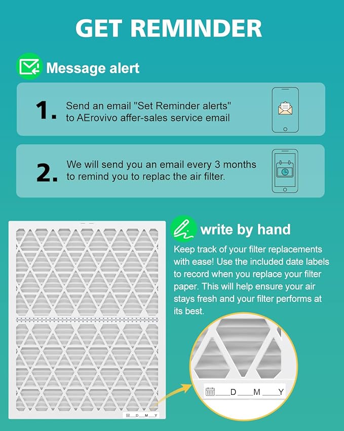 14x14x1 Air Filter Refills, 4 Pack MERV 8 Refills Only for AErovivo Reusable ABS Frame (Not Included)