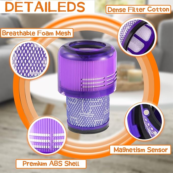 2 Pack V11 Vacuum Filters Replacement for Dy son V11 Animal, V11 Torque Drive,V11 Extra, V15 Detect V15s Detect Cordless Vacuum Cleaner Filter, Compare to Part 970013-02