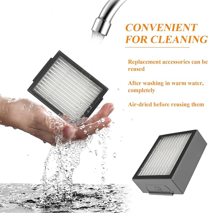 Filter Replacement Parts for i-Robot Roomba E I & J Series i7 i7+/plus i3 i3+ E5 E6 E7 i4 i6 i6+ i8 i8+ Vacuum Cleaners, 12 Pack 4639161 Filter + 1 Cleaning Brush