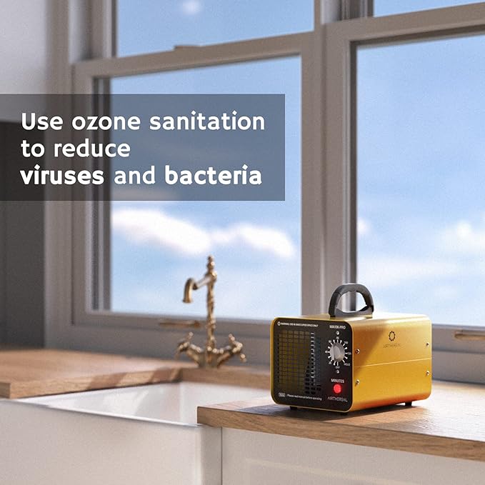 Airthereal MA10K-PRO Ozone Generator - High Capacity O3 Machine for Areas of 3500+ Square Feet, Home Ionizer Odor Remover, Yellow