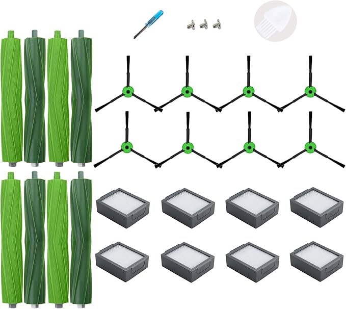 LOVECO 26-Pack Replacement Parts Compatible for iRobot Roomba E I & J Series, i7 i7+ j7 j7+ E5 E6 E7 i8 i6 i5 i4 i3 i2 i1 j8 j6 j5 and Plus Version, 4 Set Main Brush, 8 Filter, 8 Side Brush