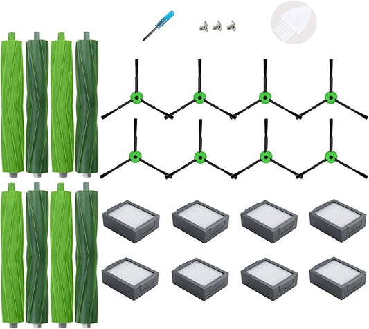 LOVECO 26-Pack Replacement Parts Compatible for iRobot Roomba E I & J Series, i7 i7+ j7 j7+ E5 E6 E7 i8 i6 i5 i4 i3 i2 i1 j8 j6 j5 and Plus Version, 4 Set Main Brush, 8 Filter, 8 Side Brush