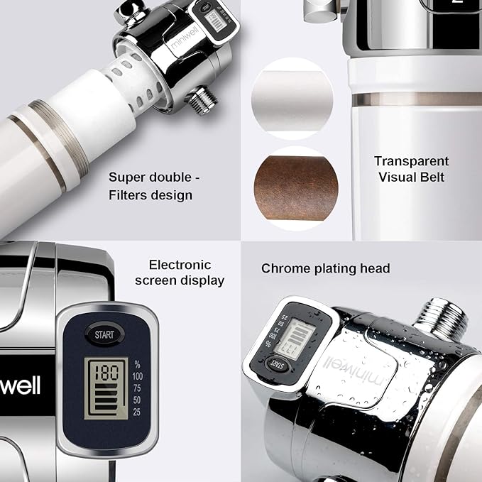 Miniwell Luxury Shower Filter L760-E101-2 Replaceable Cartridges-High output Purifier to remove Chlorine- Activated carbon for Healthy Skin & Smooth Hair & Hard Water-For Existing Shower Head
