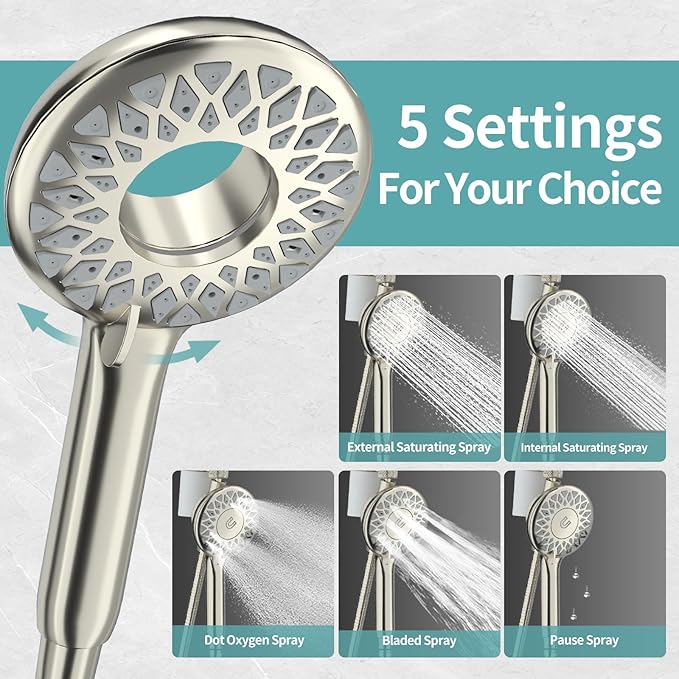 10" Rainfall Shower Heads with Handheld Spray Combo High Pressure, Magnetix Shower Head with Filters for Hard Water, 2 in 1 Dual Shower Head with Handheld and Slide Bar (Brushed Nickel)