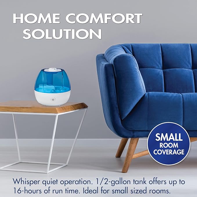 Thera|Care Cool Mist Ultrasonic Humidifier | For Medium Size Rooms | No Filter Required | 16 Hour Run Time