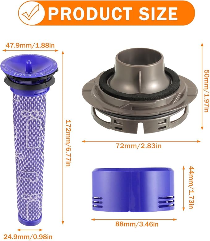 Filter Replacement & Motor Cover Compatible with Dy-son V7 V8 Animal and Absolute Cordless Vacuum Cleaners